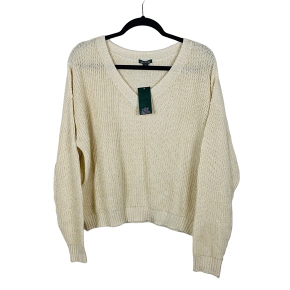 wild fable Sweaters - Wild fable plus size knit sweater v neck cream with gold sparkle woman's XXL